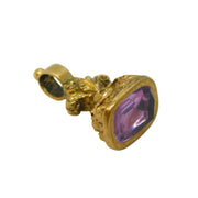 Victorian 14ct Yellow Gold Small Amethyst Set Fob Seal Pendant Antique c1860