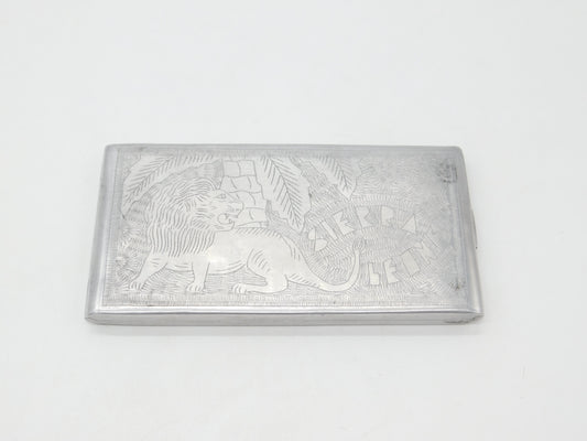 WWII-era 'Trench Art' Aluminium Large Cigarette Case from Sierra Leone c1945