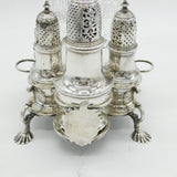 George II Sterling Silver Cut Glass Five-Piece Cruet Set Antique 1751 London