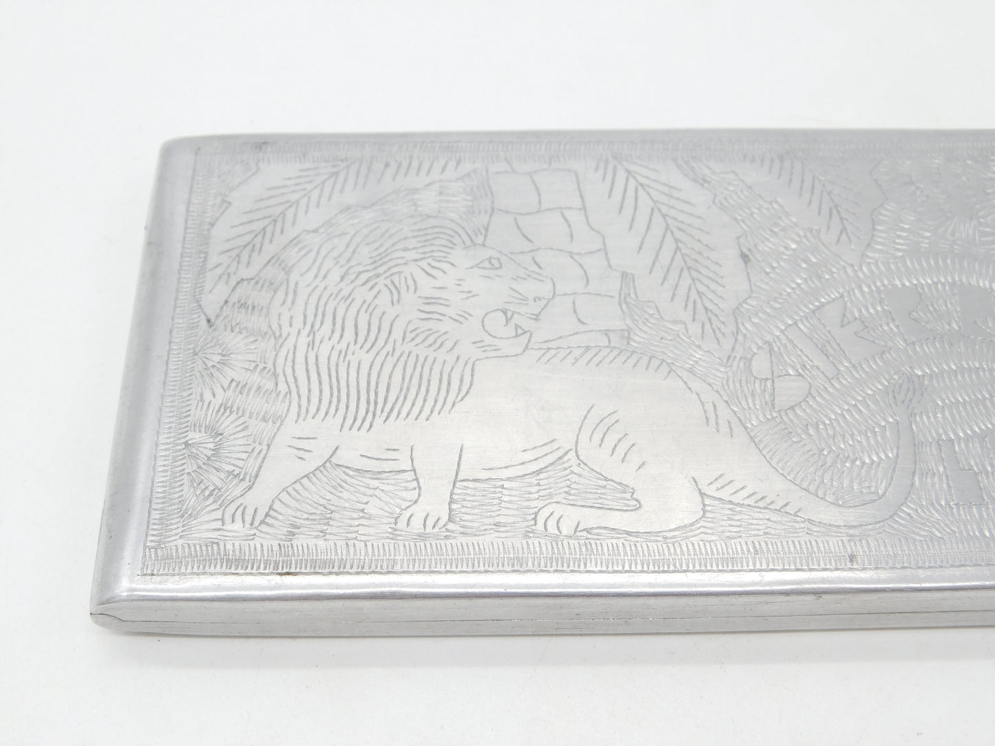 WWII-era 'Trench Art' Aluminium Large Cigarette Case from Sierra Leone c1945