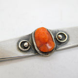 Victorian Arts & Crafts Silver & Red Coral Cameo Brooch Antique c1890