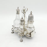 George II Sterling Silver Cut Glass Five-Piece Cruet Set Antique 1751 London