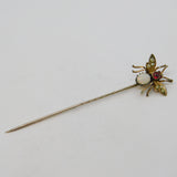 Victorian Sterling Silver Gilt, Opal, Seed Pearl & Garnet Insect Stick Pin c1890
