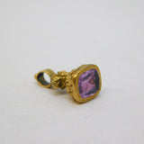 Victorian 14ct Yellow Gold Small Amethyst Set Fob Seal Pendant Antique c1860