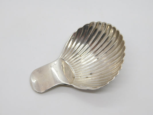 Early Victorian Dutch Sterling Silver Scallop Shell Bowl Tea Caddy Spoon c1840