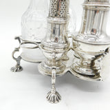 George II Sterling Silver Cut Glass Five-Piece Cruet Set Antique 1751 London