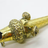 George IV Sterling Silver Gilt Floral Pattern Baby Rattle & Whistle Antique 1829 Birmingham