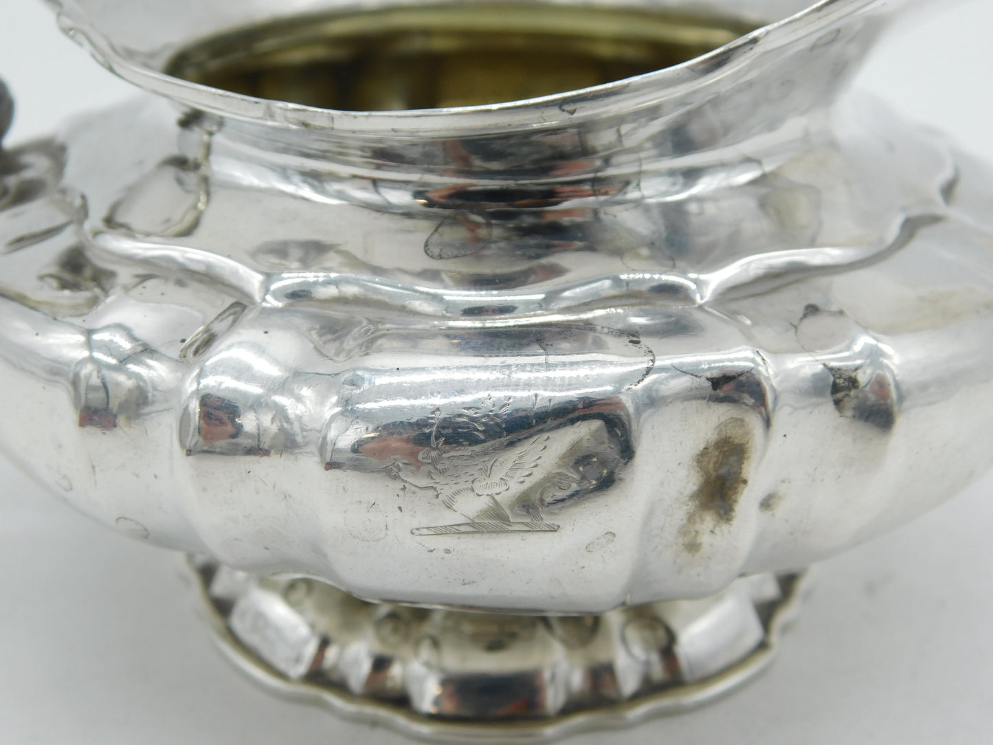 William IV Sterling Silver Scrolled Form Crested Cream Jug Antique 1831 London
