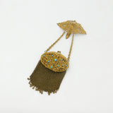 Victorian French Gilt Metal & Cabochon Turquoise Ladies Vanity Purse c1860
