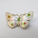 Sterling Silver Guilloche Enamel Butterfy Brooch Antique 1913 Birmingham Deco