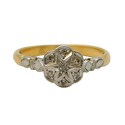 Victorian 18ct Gold & Brilliant Cut Diamond Starburst Ring Antique c1890s