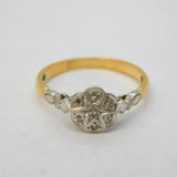 Victorian 18ct Gold & Brilliant Cut Diamond Starburst Ring Antique c1890s