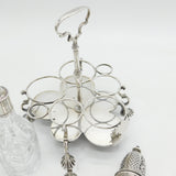 George II Sterling Silver Cut Glass Five-Piece Cruet Set Antique 1751 London