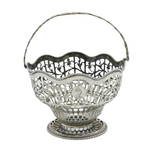 George III Sterling Silver Crested Swing Handle Basket Antique 1771 London