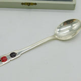 Danish Boxed Sterling Silver & Enamel Ladybird Christening Set Vintage A. Michelsen