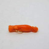 George III 9ct Rose Gold Carved Red Coral Sitting Dog Charm Antique c1820