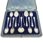Victorian Boxed Sterling Silver Mixed Tea Cutlery Set Antique 1887 London