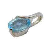 9ct White Gold & Oval Cut Aquamarine Drop Pendant Vintage c1990s