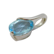 9ct White Gold & Oval Cut Aquamarine Drop Pendant Vintage c1990s