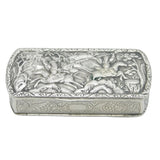 19th Century Chinese Export Sterling Silver Chinoiserie Snuff Box Antique c1830s