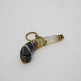 Victorian 9ct Gold Small Carved Banded Agate Pipe Charm Pendant Antique