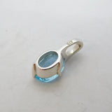 9ct White Gold & Oval Cut Aquamarine Drop Pendant Vintage c1990s