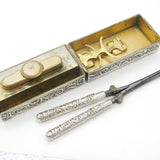 Victorian Sterling Silver Hair Curling Box Set Antique 1899 London Mappin Bros