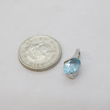 9ct White Gold & Oval Cut Aquamarine Drop Pendant Vintage c1990s