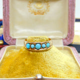 Victorian 18ct Gold & Five-Stone Turquoise Band Ring Antique 1891 Birmingham