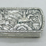 19th Century Chinese Export Sterling Silver Chinoiserie Snuff Box Antique c1830s