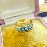 Victorian 18ct Gold & Five-Stone Turquoise Band Ring Antique 1891 Birmingham