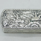 19th Century Chinese Export Sterling Silver Chinoiserie Snuff Box Antique c1830s