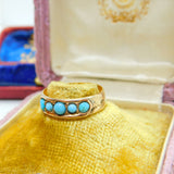 Victorian 18ct Gold & Five-Stone Turquoise Band Ring Antique 1891 Birmingham