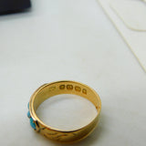 Victorian 18ct Gold & Five-Stone Turquoise Band Ring Antique 1891 Birmingham