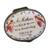 18th Century Bilston Enamel 'A Mothers Gift to a Deserving Child' Patch Box