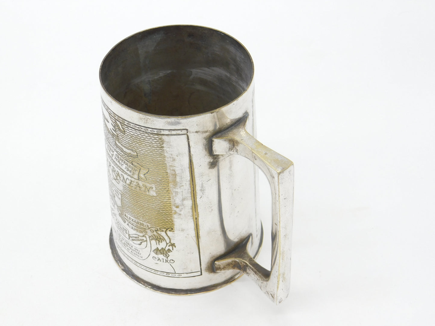 WWII Silver Plated Pint Tankard Detailing the Allied North Africa Campaign c1944