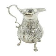 George II Sterling Silver Floral Fluted Cream Jug Antique 1759 London