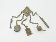 Regency French Gilt Metal Large Sewing Chatelaine with Tools Antique c1830