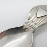 Victorian Dutch Sterling Silver Shield Cartocuhe Tea Caddy Spoon Antique c1840