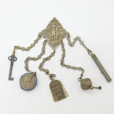 Regency French Gilt Metal Large Sewing Chatelaine with Tools Antique c1830