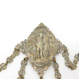 Regency French Gilt Metal Large Sewing Chatelaine with Tools Antique c1830