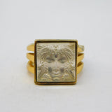 Lalique Glass Arethusa Mythic Statement Ring Gold Vermeil Vintage