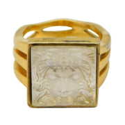 Lalique Glass Arethusa Mythic Statement Ring Gold Vermeil Vintage