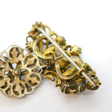 19th Century Austro-Hungarian Sterling Silver Gilt Stone Set Drop Brooch Antique c1860