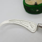 Victorian Sterling Silver & Carved Whitby Jet Scythe Bookmark Antique c1880