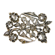 George III Sterling Silver Old-Cut Diamond Set Floral Brooch Antique c1780