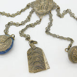 Regency French Gilt Metal Large Sewing Chatelaine with Tools Antique c1830