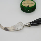 Victorian Sterling Silver & Carved Whitby Jet Scythe Bookmark Antique c1880