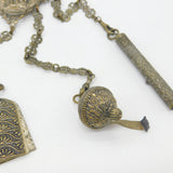 Regency French Gilt Metal Large Sewing Chatelaine with Tools Antique c1830