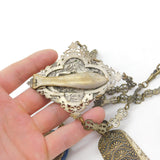 Regency French Gilt Metal Large Sewing Chatelaine with Tools Antique c1830